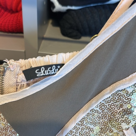 Lulus pale peach adjustable strap back exposed zipper closure lined dress size S - Picture 2 of 3